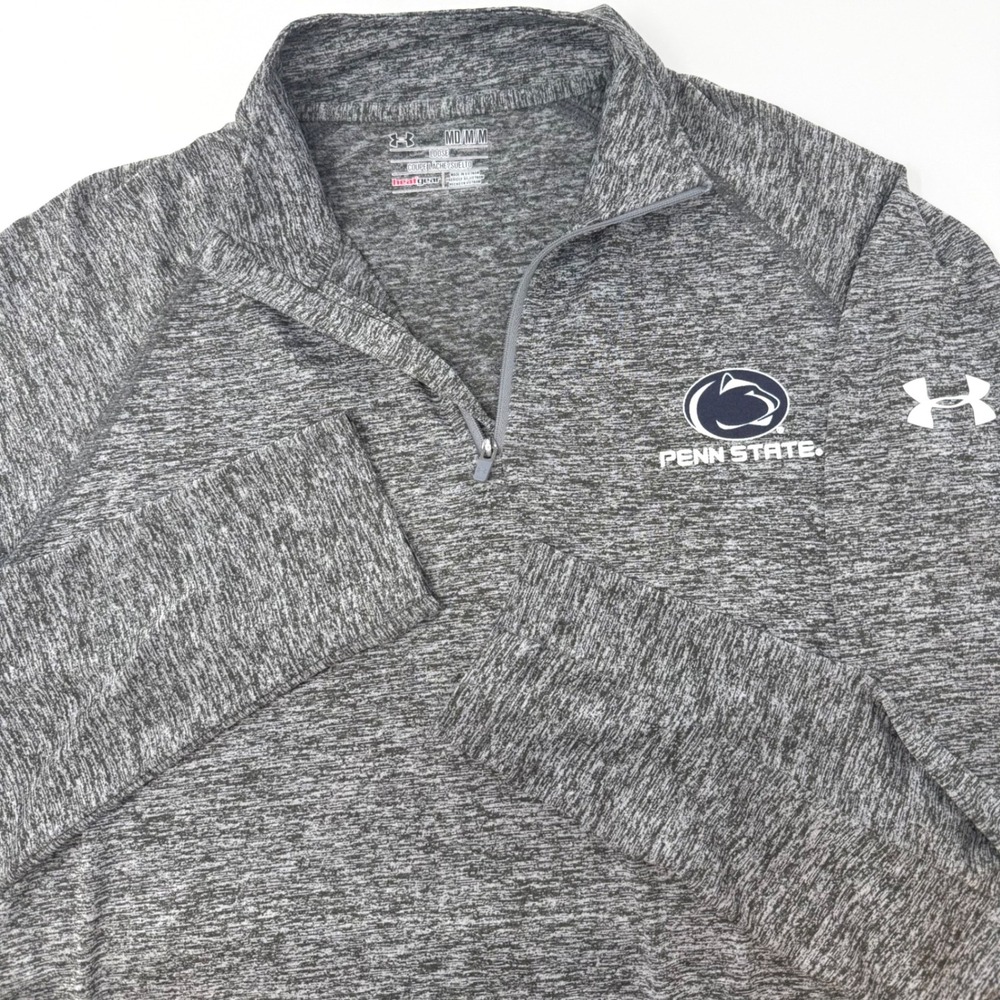 Under Armour Penn State Nittany Lions Gray Heather 1/4 Zip Pullover Mens Medium
